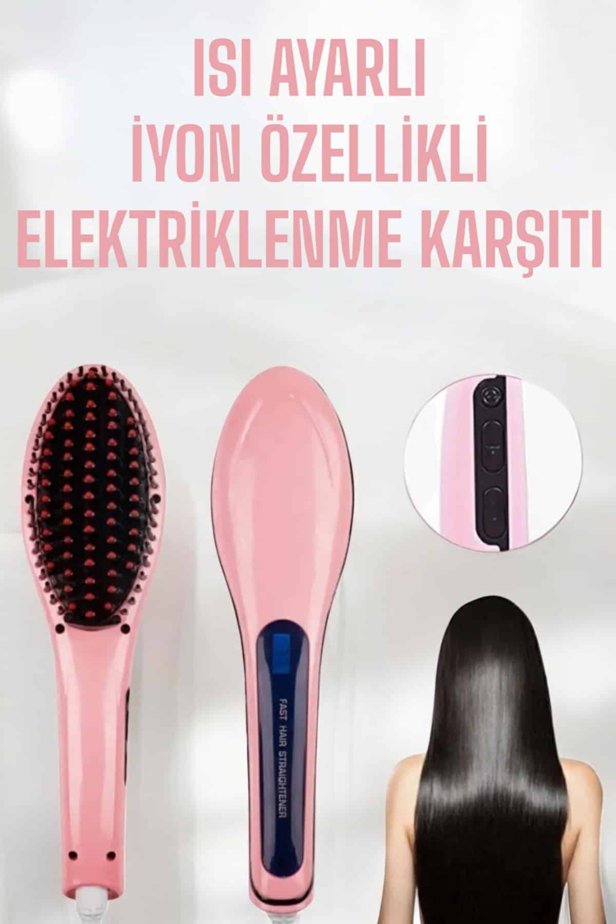 Fön Etkili Saç Düzleştirici Tarak Yıpranma Karşıtı Döner Kablo Isı Ayarlı - Görsel 2