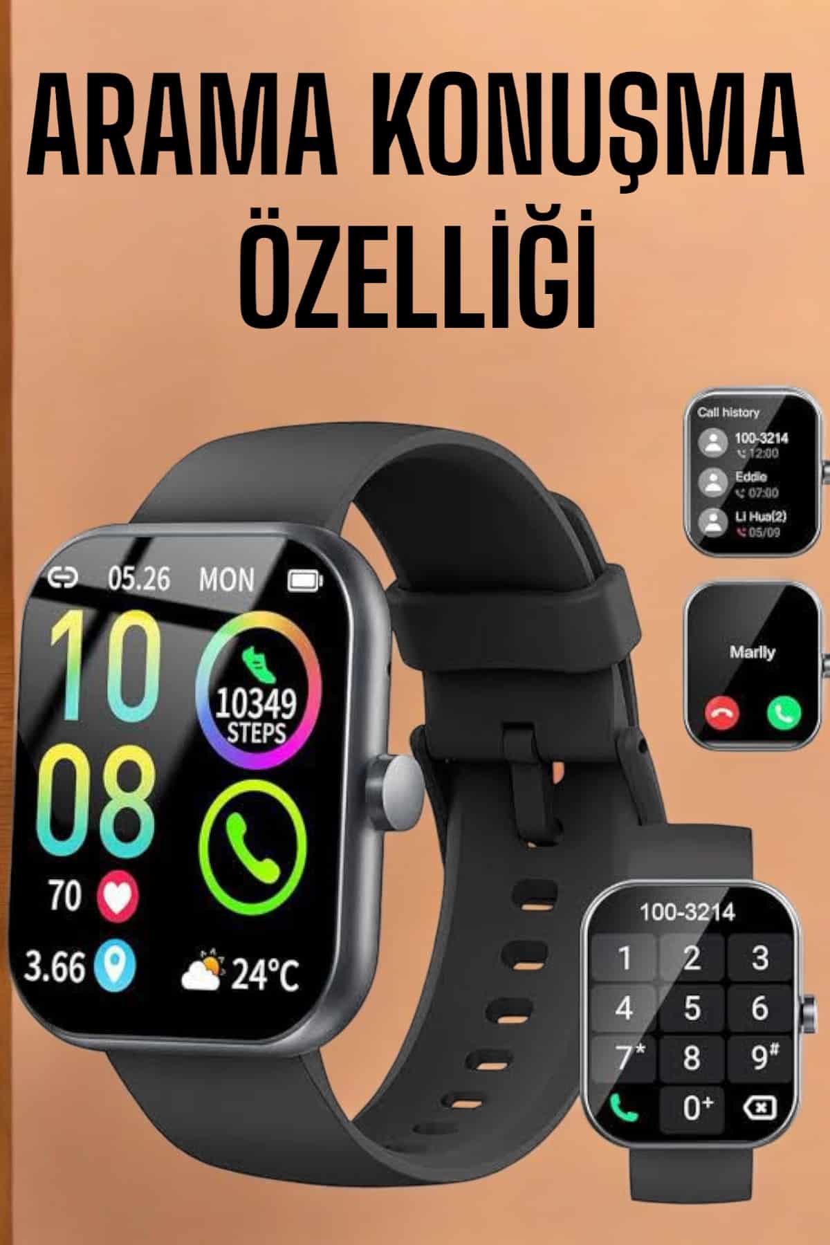 Akıllı Saat Tema Değiştirme Bluetooth Bağlantılı Arama Cevaplayan - Görsel 2