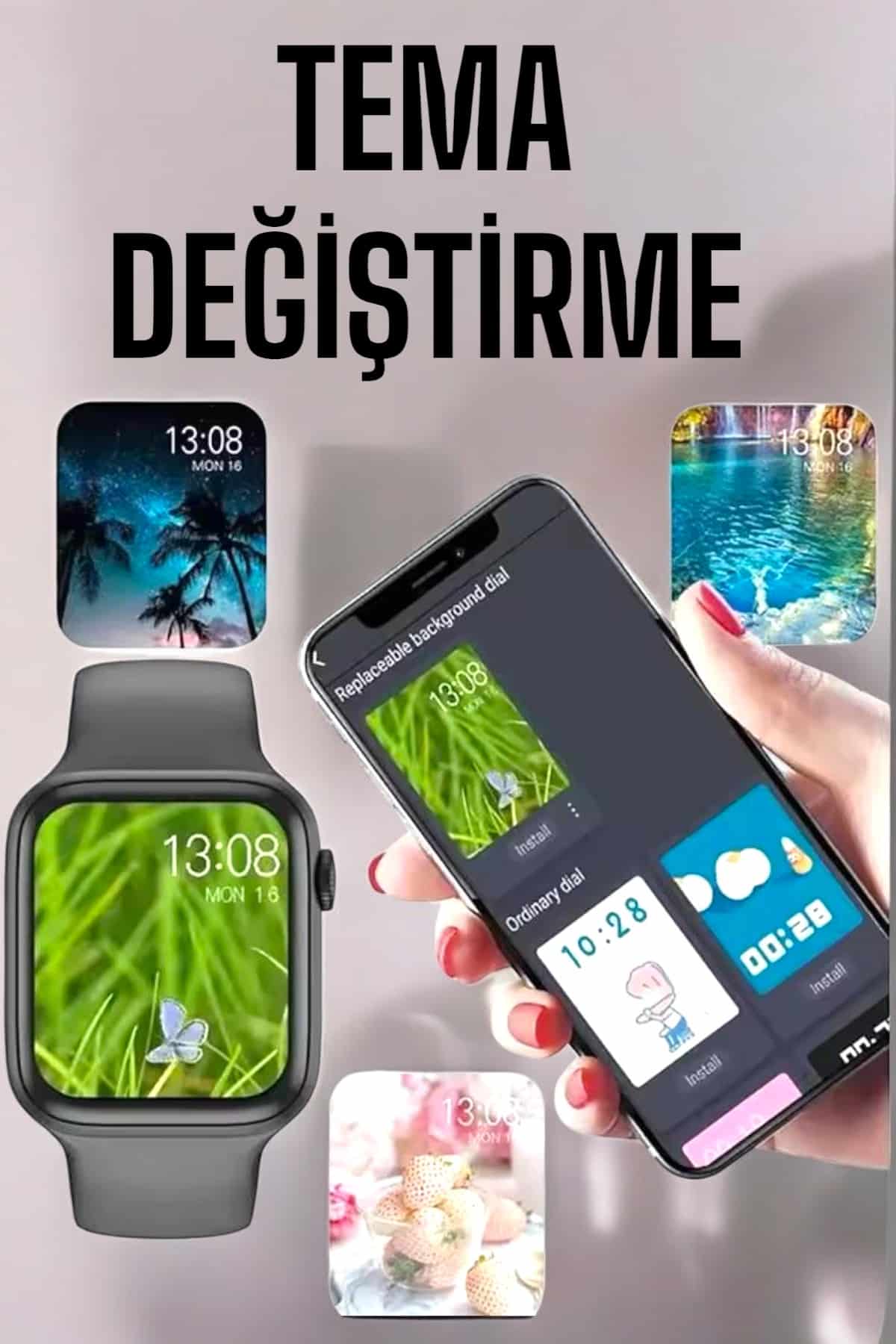 Akıllı Saat Amoled Ekran Yeni Nesil Bluetooth Bağlantılı - Görsel 2