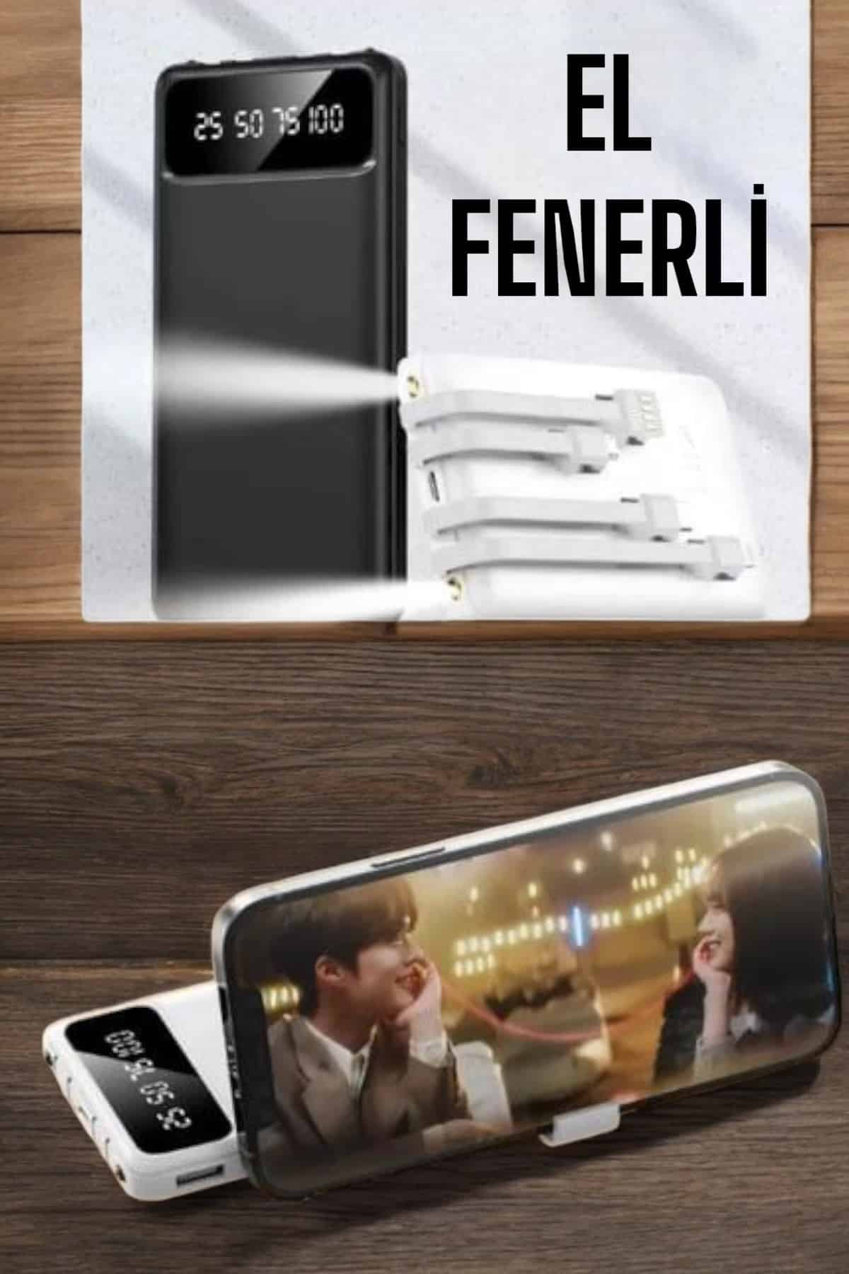 20.000 Mah Led Işıklı LCD Ekran USB Girişli Type-C Lightning Powerbank - Görsel 5