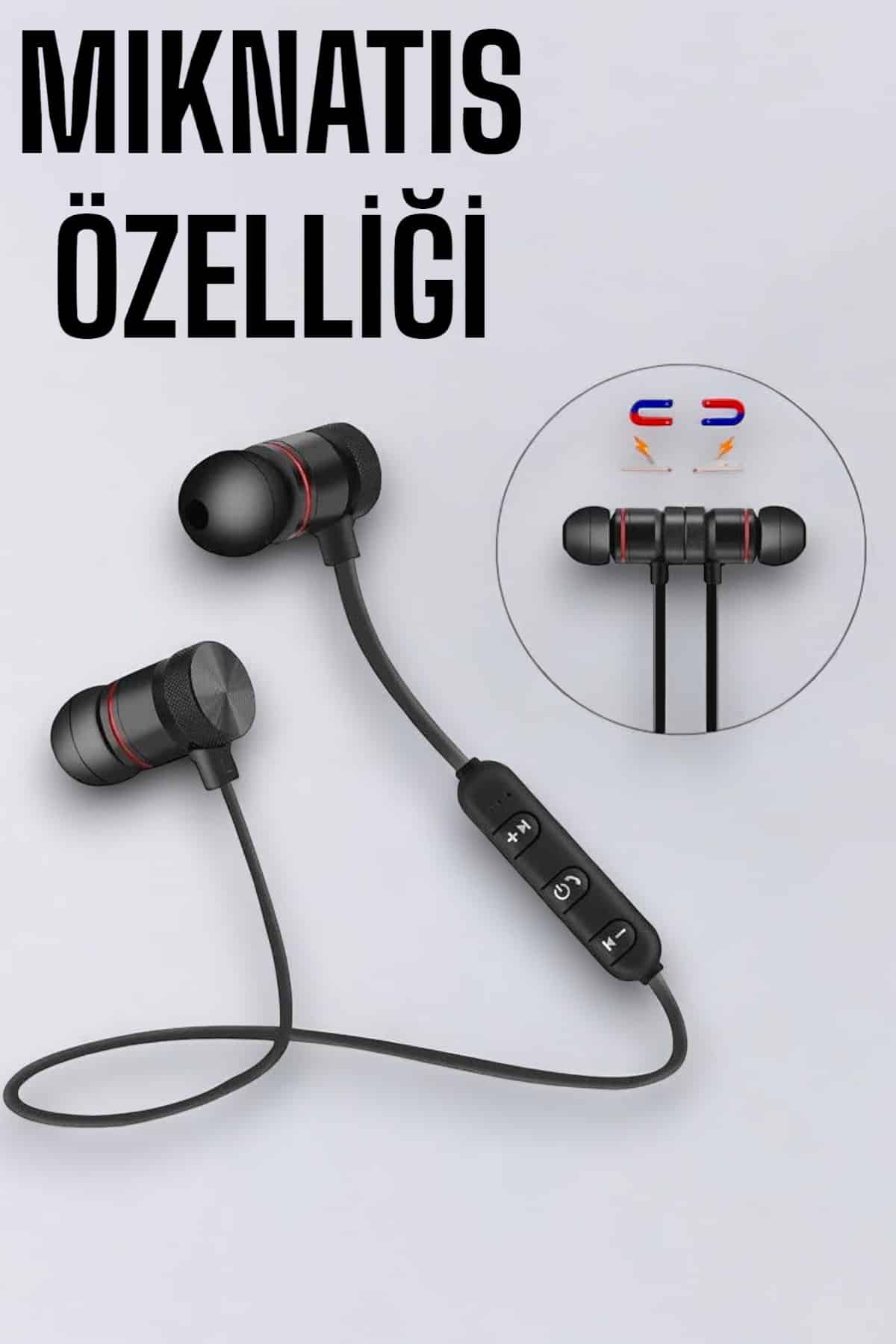 Kablosuz Sport Mıknatıslı Mikrofonlu Kulak İçi Kulaklık - Görsel 3