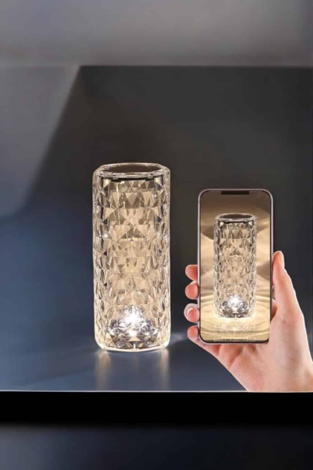 Gece Lambası Kristal Lamba Dokunmatik Şarjlı Hediyelik - Görsel 5