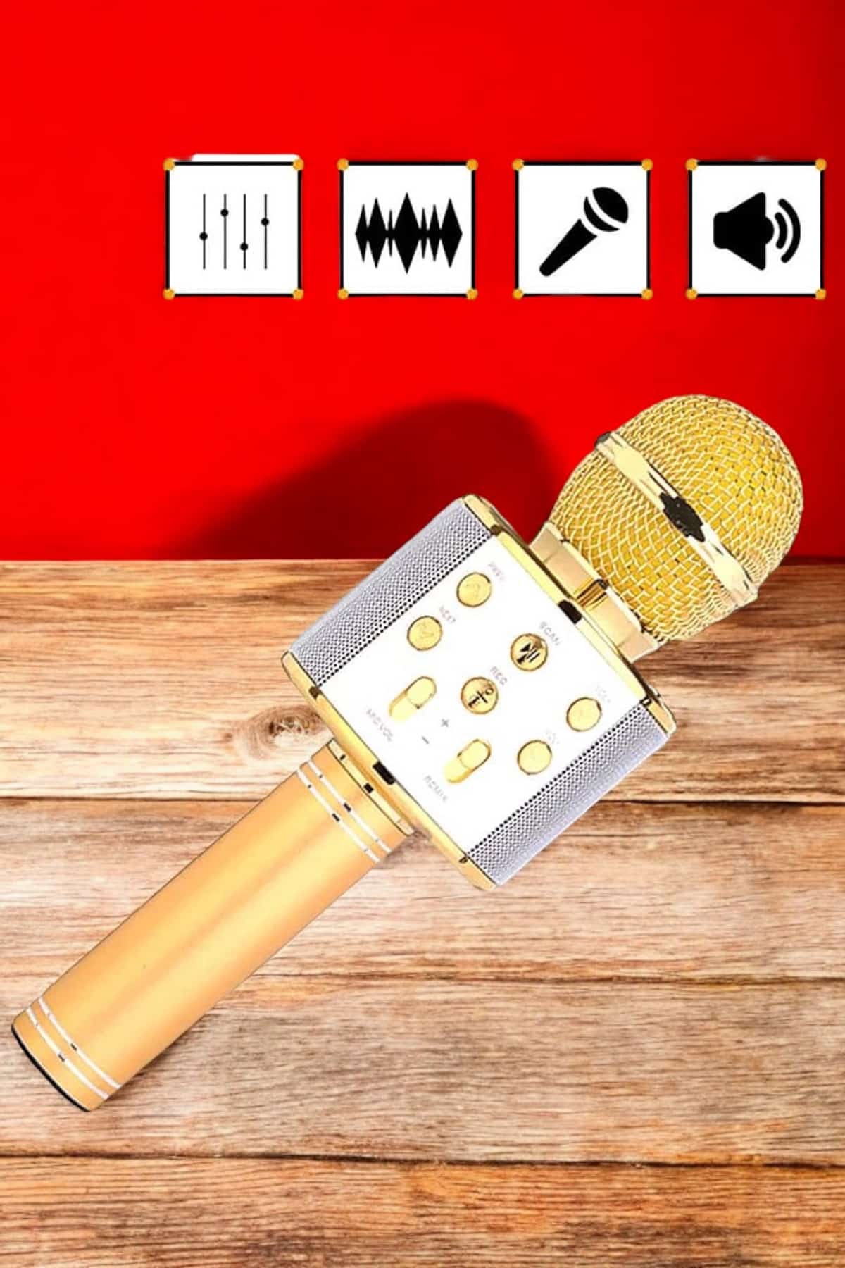 Şarjlı ve Uzun Pil Ömürlü Karaoke Mikrofon USB Bellek Destekli Profesyonel Ses - Görsel 4