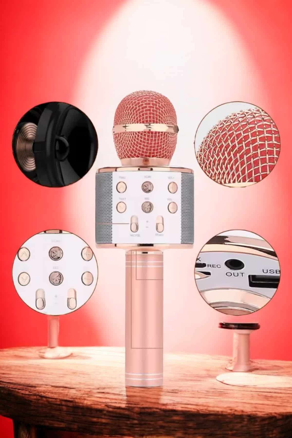 Şarjlı ve Uzun Pil Ömürlü Karaoke Mikrofon USB Bellek Destekli Profesyonel Ses - Görsel 5