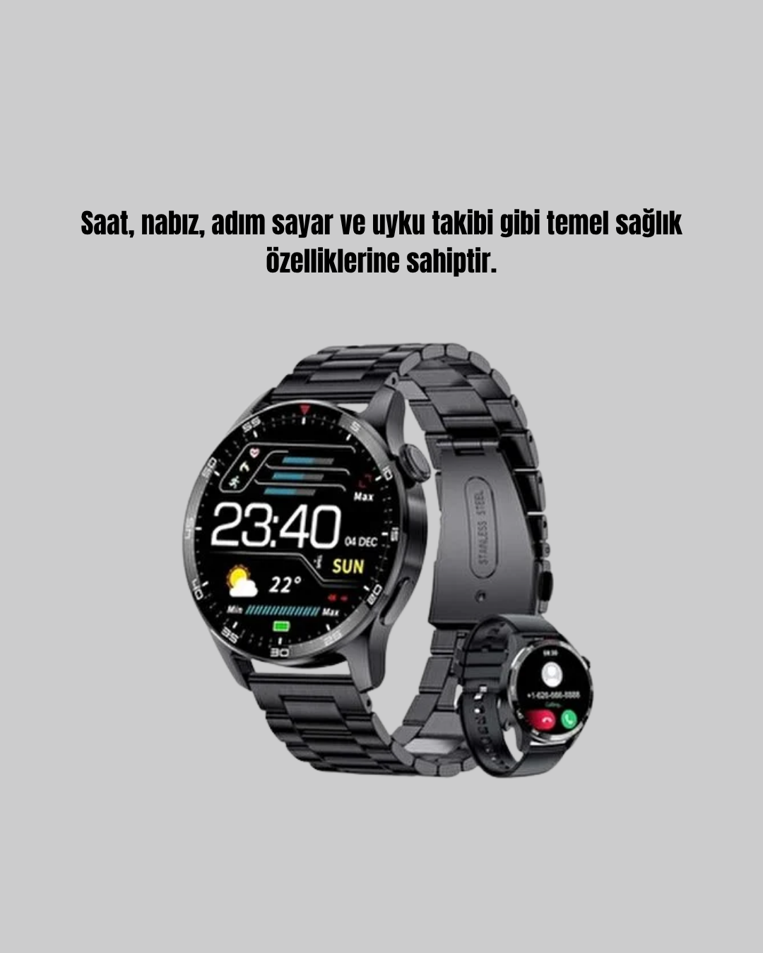 100mAh Şarjlı Akıllı Saat – Mesaj Bildirimi Müzik Kontrolü ve Ergonomik Tasarım - Görsel 4