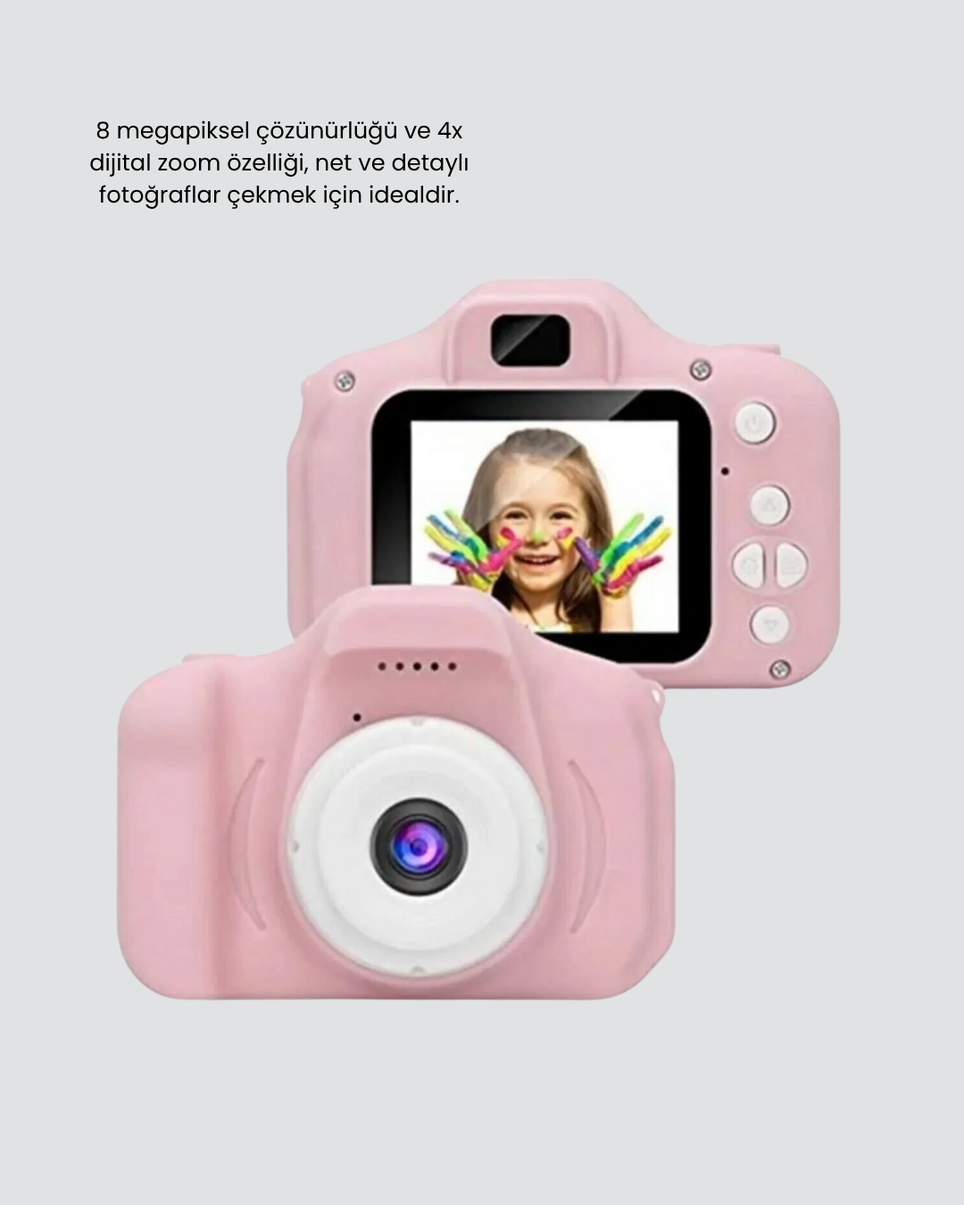 8MP Mini Çocuk Fotoğraf Makinesi – Pembe Ses Kaydı Özellikli - Görsel 4
