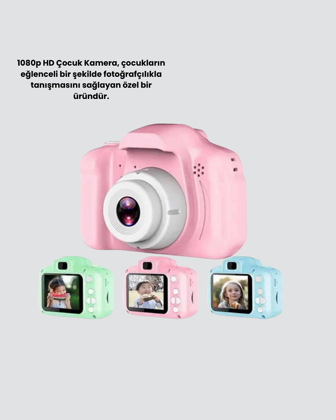 Pembe Mini 1080p HD Çocuk Kamera – 8MP Video KaydıTF Kart Destekli - Görsel 3