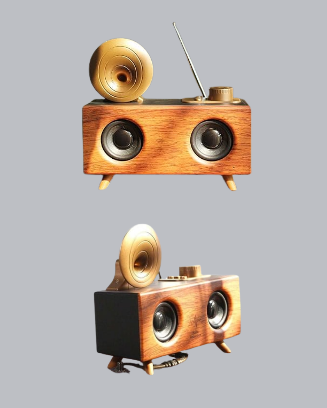 Nostaljik Gramofon Bluetooth Hoparlör – FM Radyo + USB + SD Kart Destekli - Görsel 5