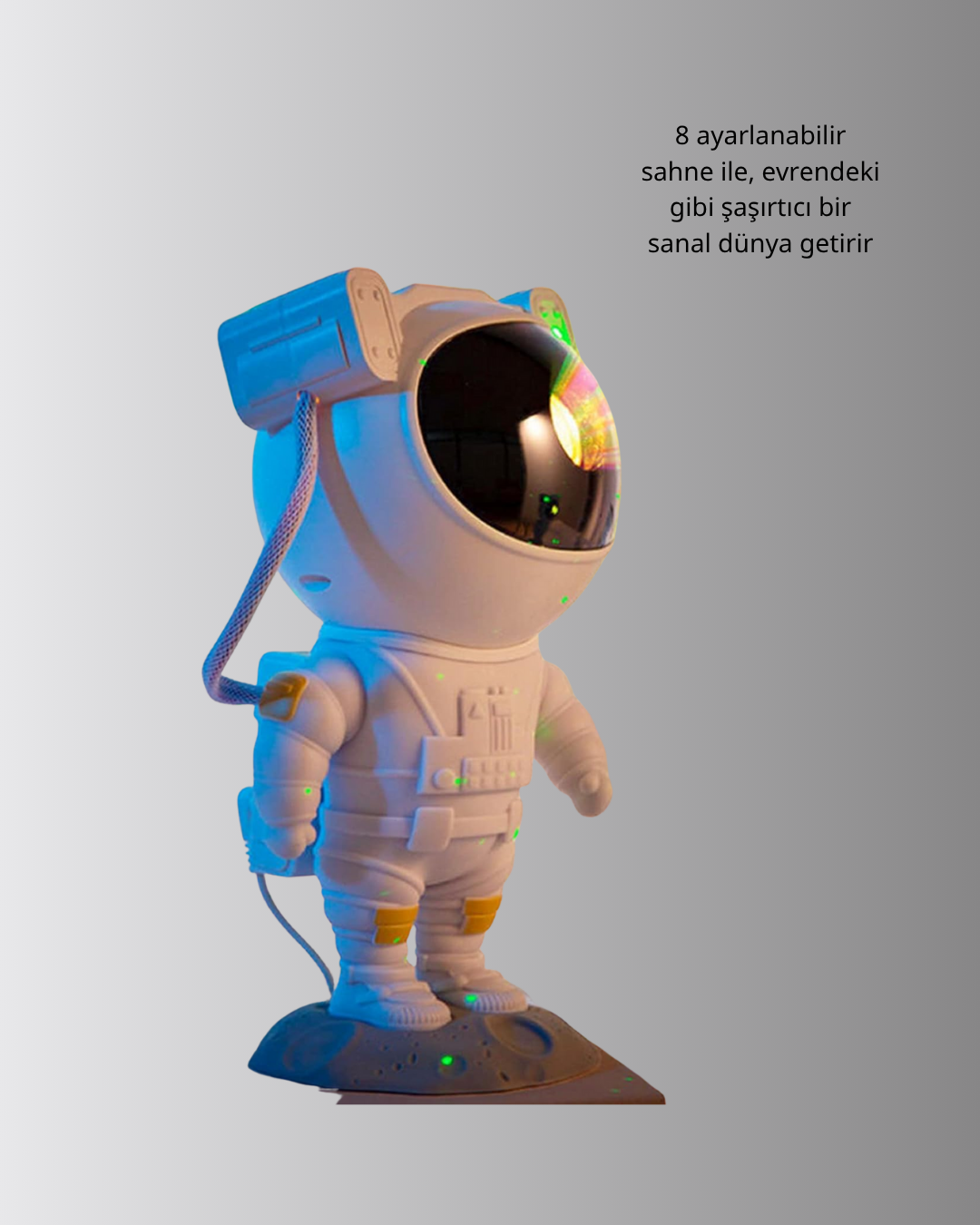Astronot Şekilli Galaxy Projeksiyon Lambası Nebula Efektli Dekoratif Lamba - Görsel 2