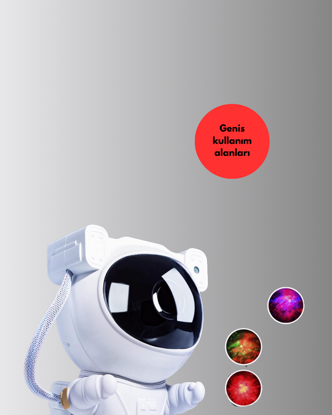 Astronot Şekilli Galaxy Projeksiyon Lambası Nebula Efektli Dekoratif Lamba - Görsel 3