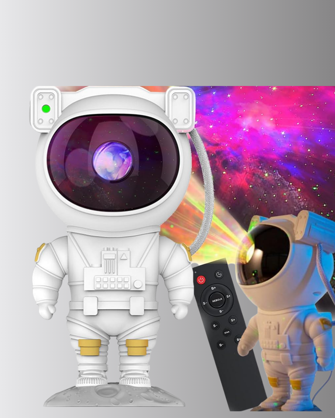 Astronot Şekilli Galaxy Projeksiyon Lambası Nebula Efektli Dekoratif Lamba - Görsel 4