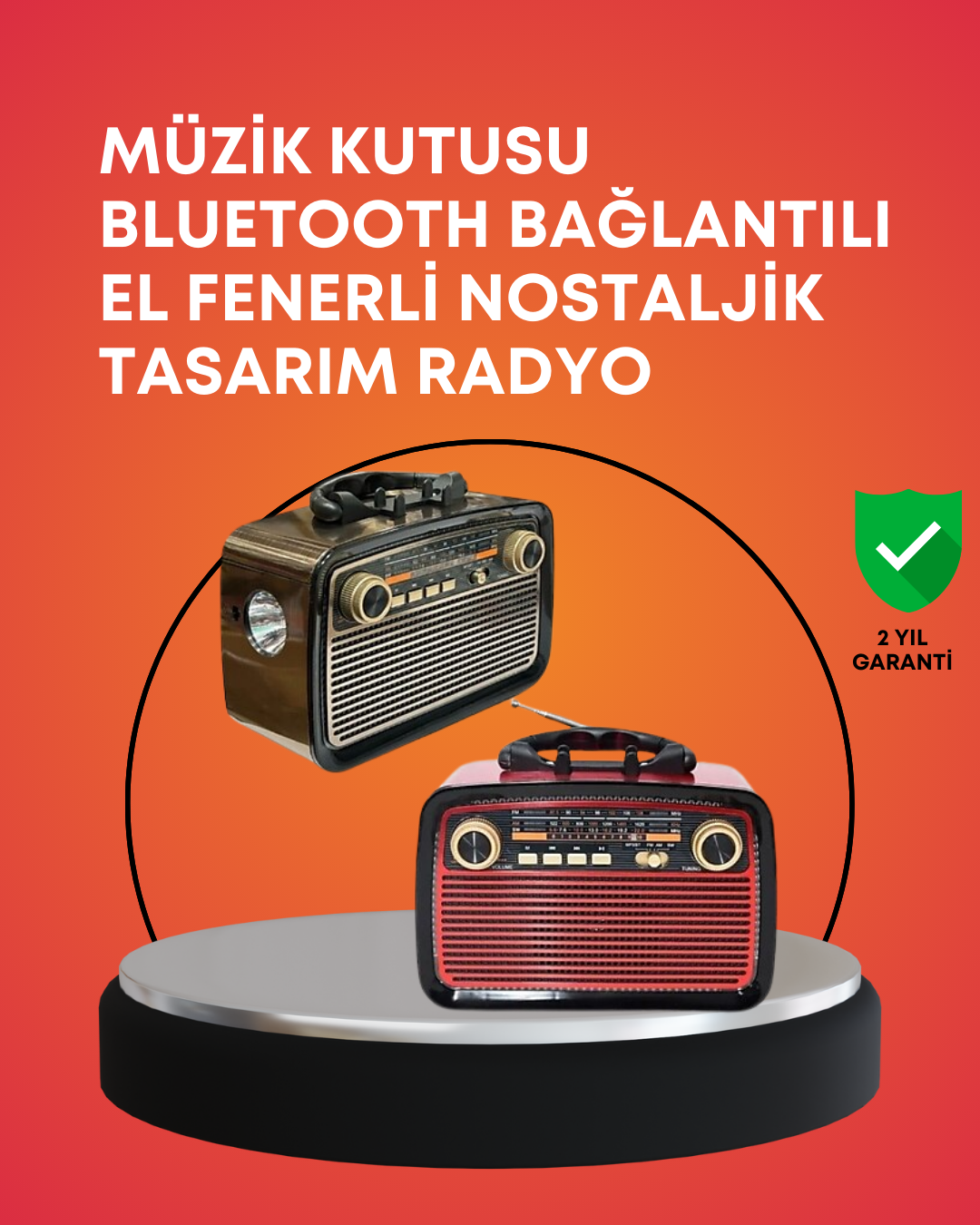 Nostaljik Radyo Görünümlü Bluetooth Hoparlör – FM/AM Yayın Kablosuz Bağlantı Şarj Edilebilir