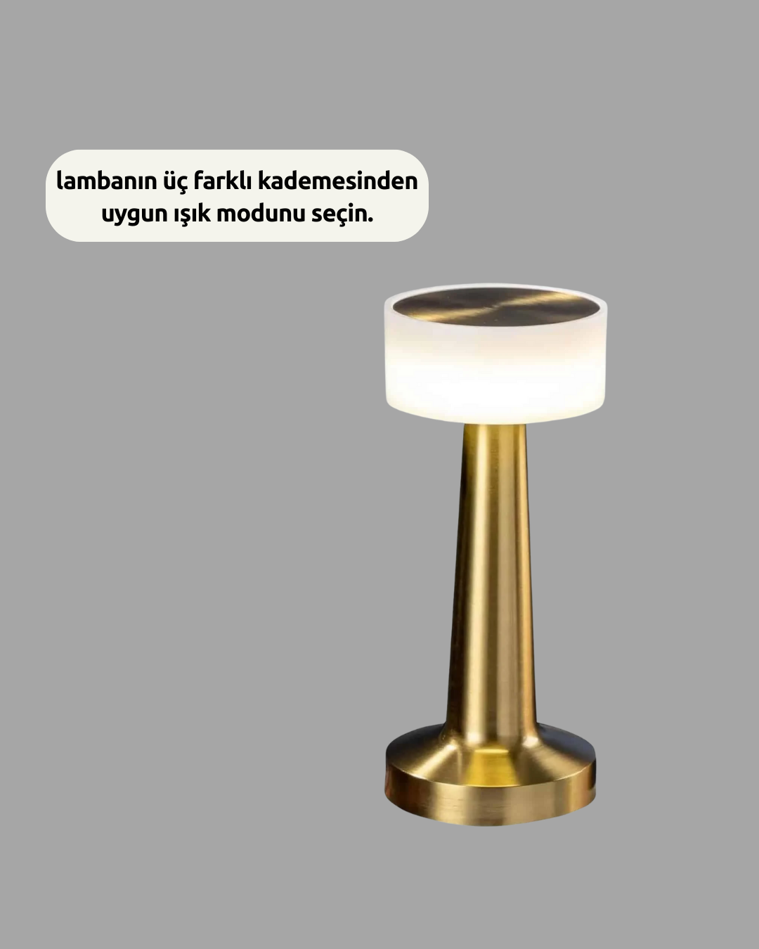 Şarj Edilebilir LED Masa Lambası – USB Girişli Metal Yapı - Görsel 4