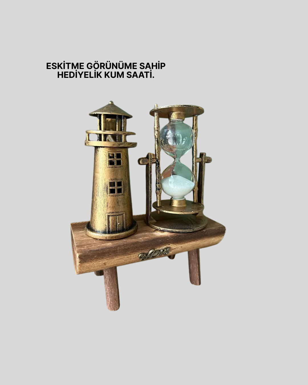 Deniz Feneri Tasarımlı Ahşap Kum Saati – Retro Masa Aksesuarı - Görsel 4
