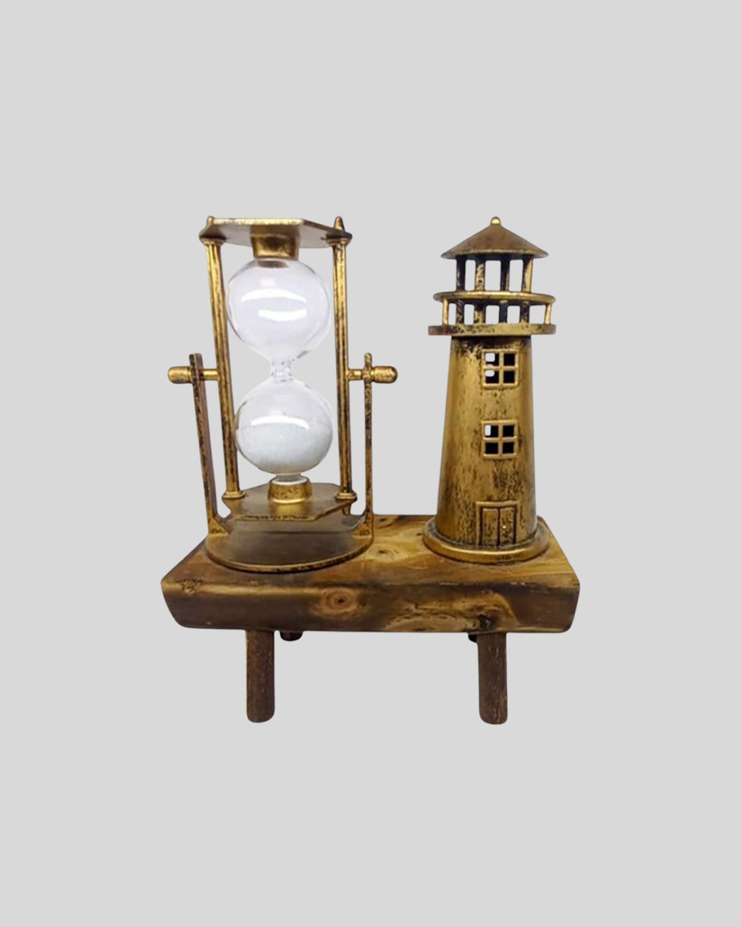Dekoratif Ahşap Kum Saati ve Deniz Feneri Figürlü Masa Süsü – Şık ve Fonksiyonel Tasarım - Görsel 5