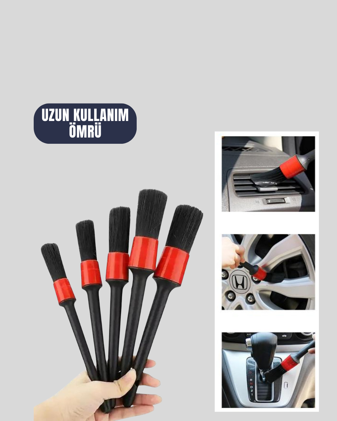 5'li Araç Temizlik Fırça Seti-Detaylı Temizlik İçin Çok Amaçlı Fırçalar - Görsel 2
