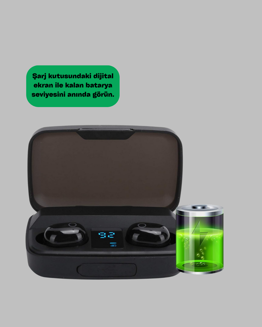 Dokunmatik Kontrollü ABS Malzemeli Bluetooth Kulaklık + Yüksek Kapasiteli Kutu - Görsel 2