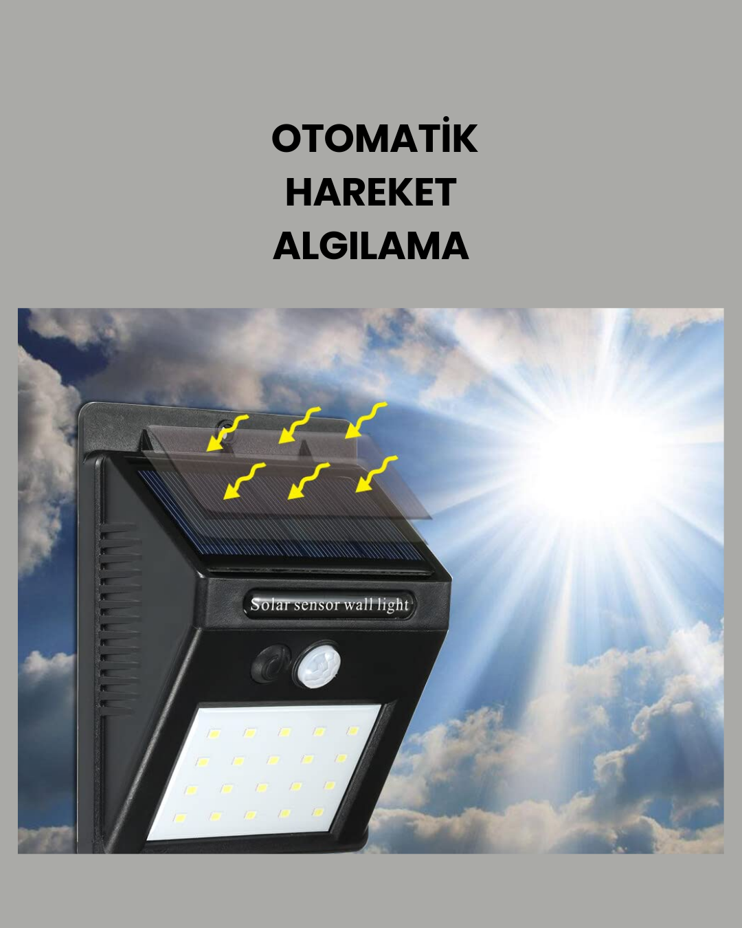Hareket Sensörlü Güneş Enerjili Dış Mekan LED Lamba 100/144 LED - Görsel 4