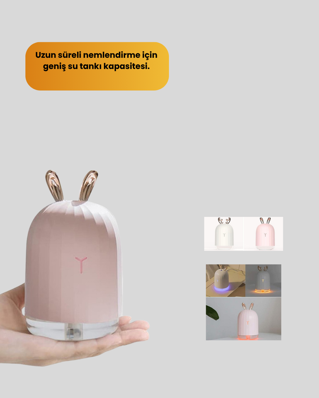 Ultrasonik Hava Nemlendirici 200 ml Aroma Difüzör LED Işıklı Sessiz - Görsel 4