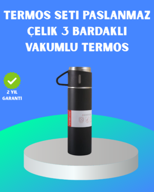 304 Çelik Termos Seti | 2 Bardaklı 500 ml Uzun Süre Isı Koruma