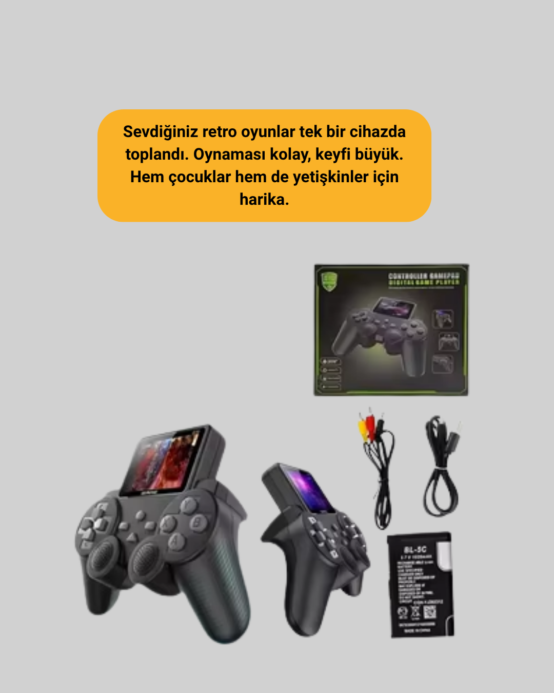 Çocuklar ve Yetişkinler İçin Uygun 500 Oyunlu Taşınabilir Mini Retro El Konsolu - Görsel 2