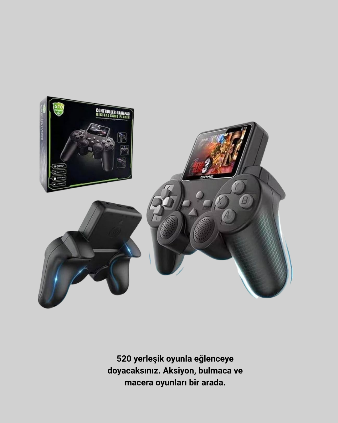 500 Oyunlu Nostaljik El Tipi Oyun Konsolu Taşınabilir Şarjlı Cihaz Renkli Ekran ve TV Destekli - Görsel 2