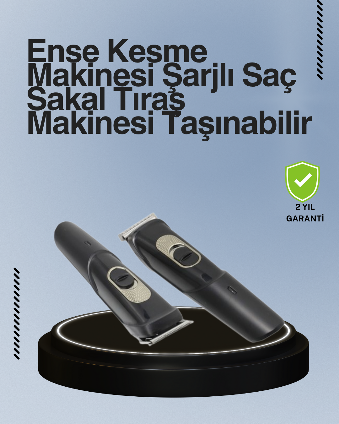 Kablosuz Paslanmaz Çelik Bıçaklı Profesyonel Saç ve Sakal Tıraş Makinesi – Sessiz Güçlü ve Ergonomik