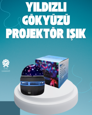 Döner Galaxy Projektör Gece Lambası – Ay ve Yıldız Işıklı Atmosfer Lamba USB Bağlantılı
