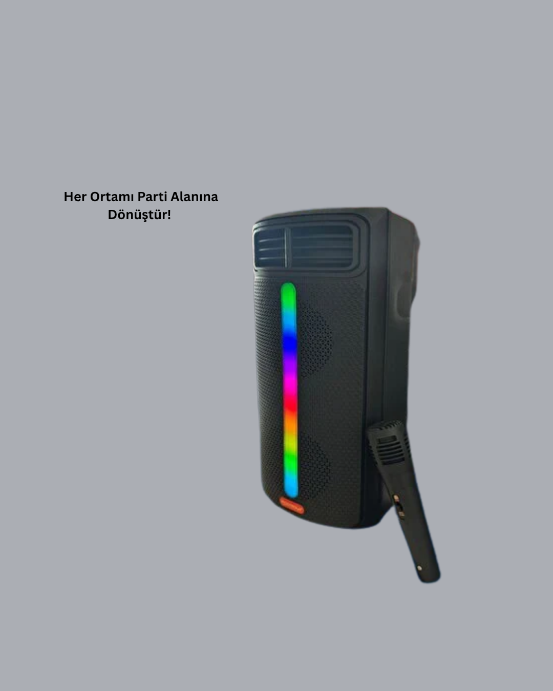 Bluetooth Işıklı Hoparlör – 2x5W Güç | USB + TF Kart + FM Radyo | Siyah Renk (Kopya) - Görsel 3