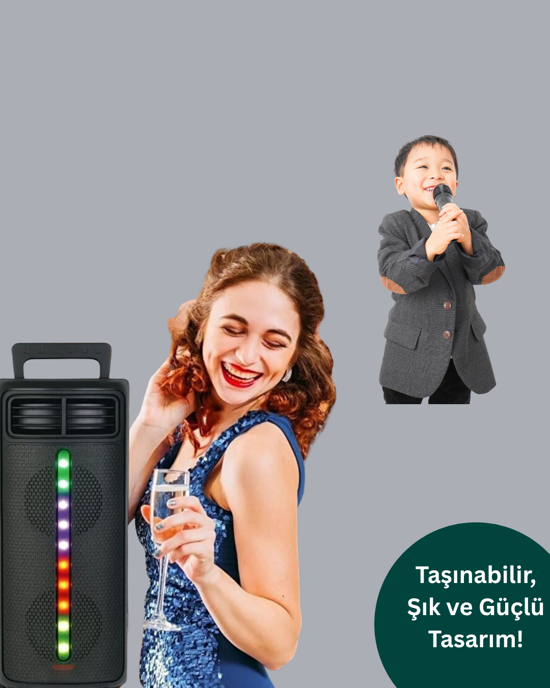 Bluetooth Işıklı Hoparlör – 2x5W Güç | USB + TF Kart + FM Radyo | Siyah Renk (Kopya) - Görsel 4