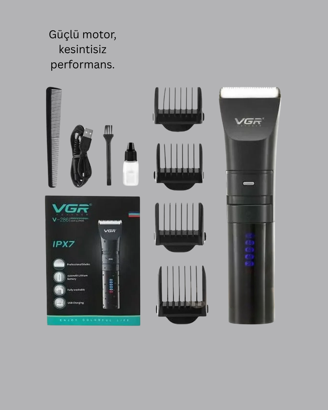 Şarjlı Saç Kesme Makinesi – 4 Taraklı 2 Kademeli Güç Ayarı Uzun Pil Ömrü - Görsel 5