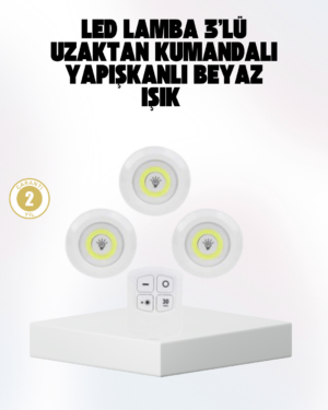 Kablosuz Gün Işığı 3’lü LED Spot Lamba Kumandalı
