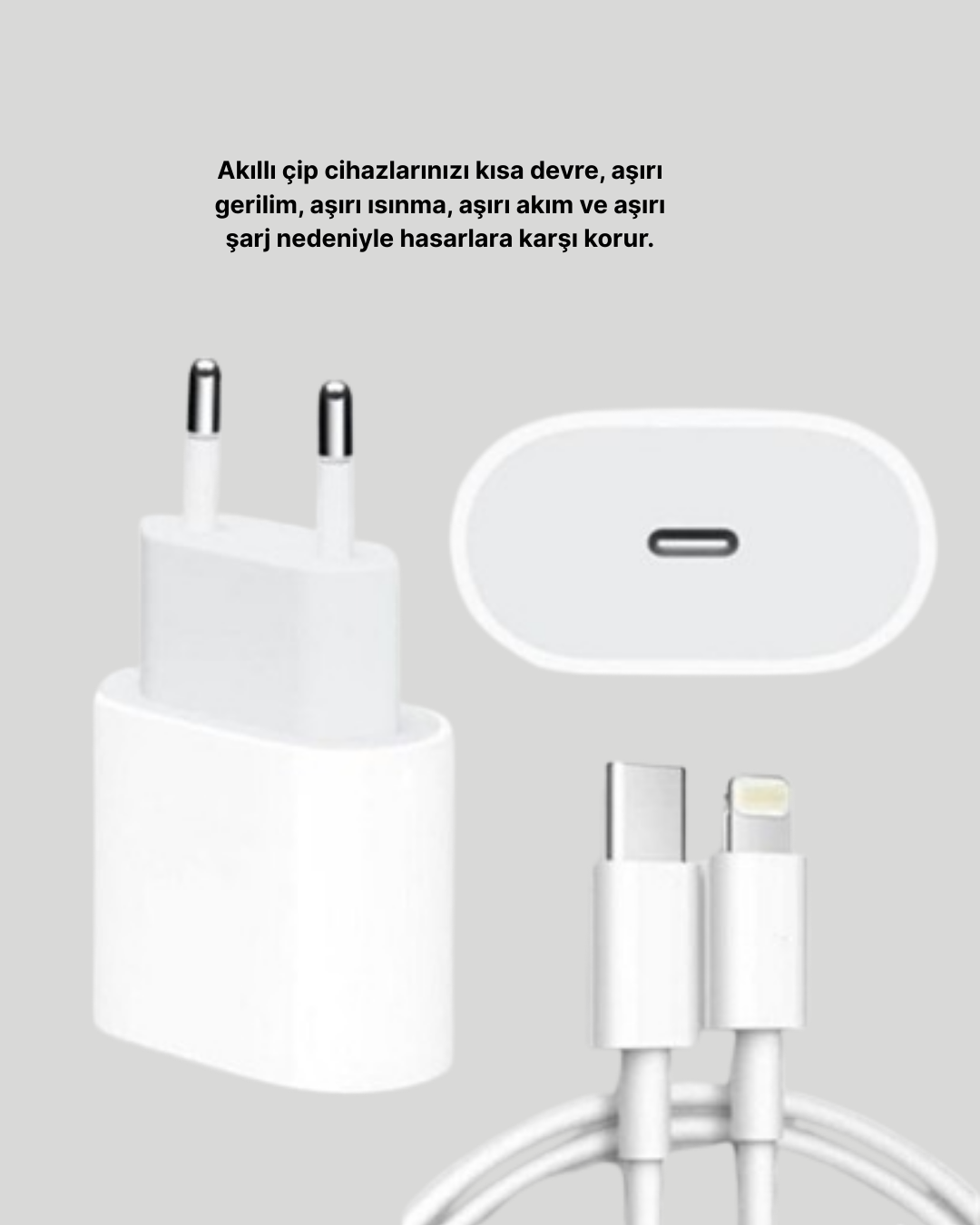 iPhone ve iPad Uyumlu 20W Güvenli USB-C Hızlı Şarj Adaptörü - Görsel 3