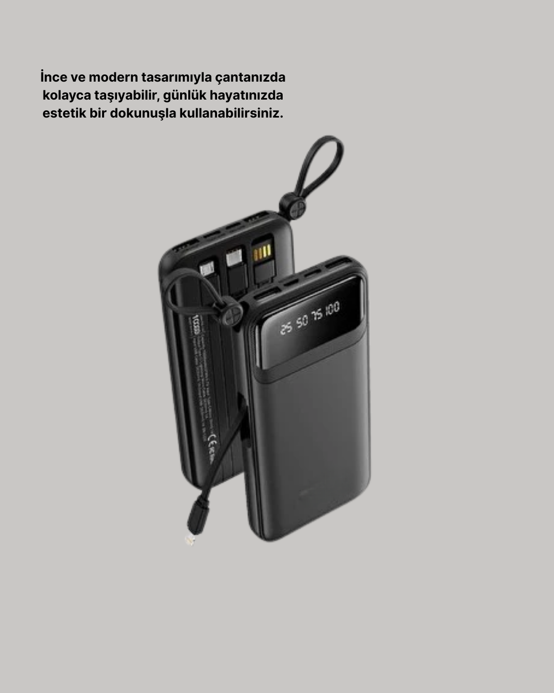 20.000 mAh 4 Çıkışlı LED Göstergeli Hızlı Şarj Powerbank - Görsel 2