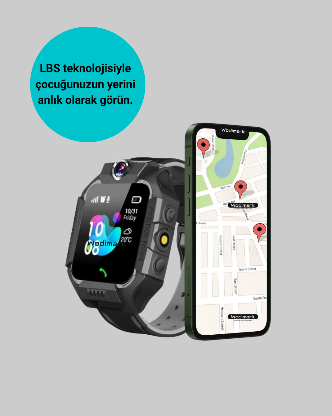 S10 Akıllı Çocuk Saati Siyah Model Çift Yönlü Konuşma ve SOS - Görsel 2