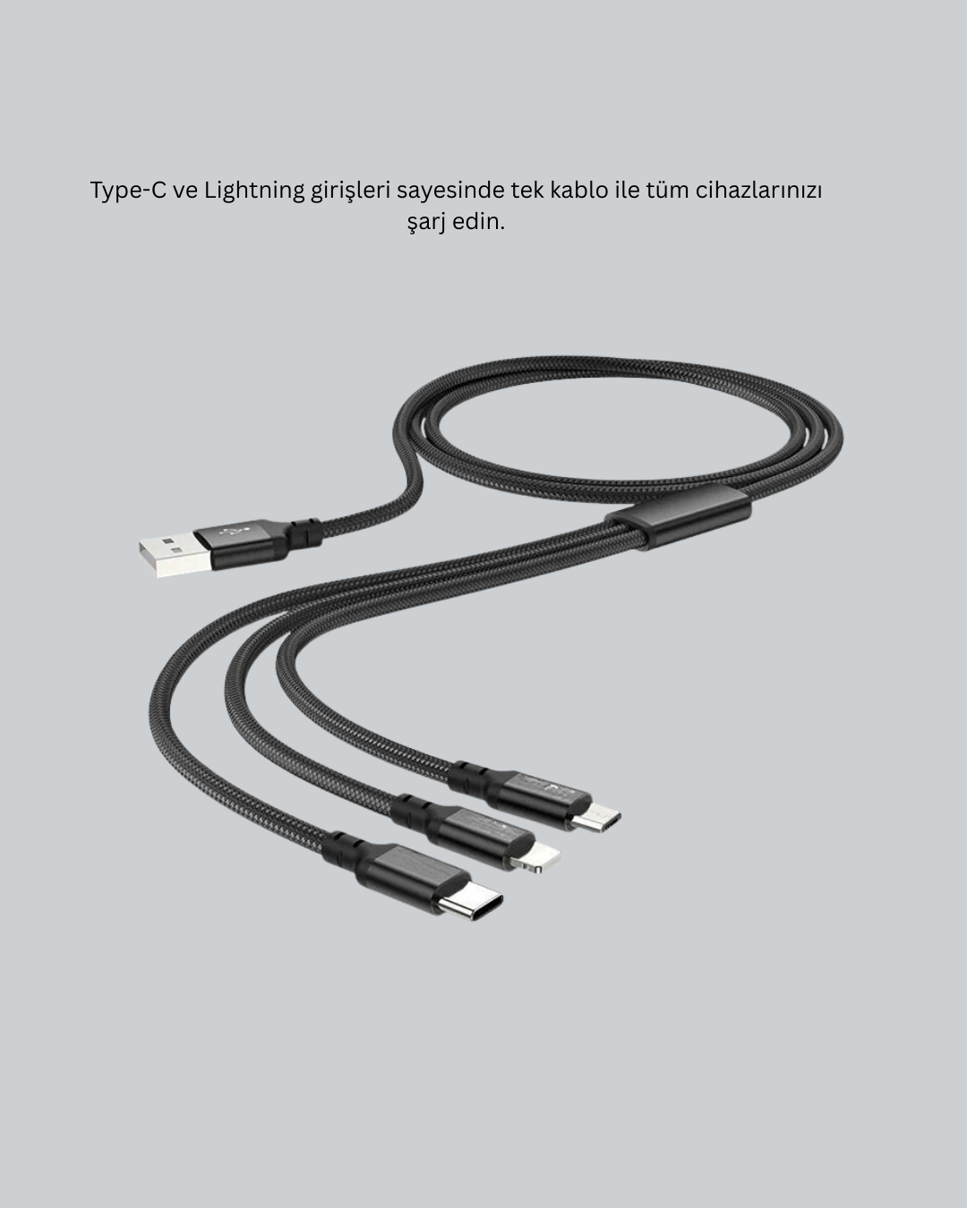 Hızlı Şarj Destekli Çoklu Şarj Kablosu – Seyahat ve Günlük Kullanım - Görsel 4