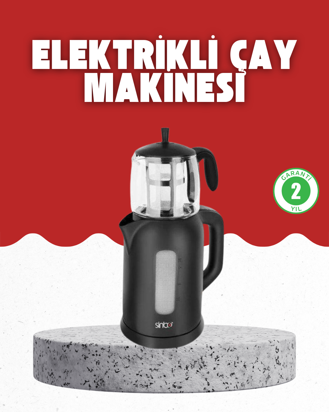 Sıcak Tutma Özellikli 2’si 1 Arada Çay Makinesi ve Su Isıtıcı