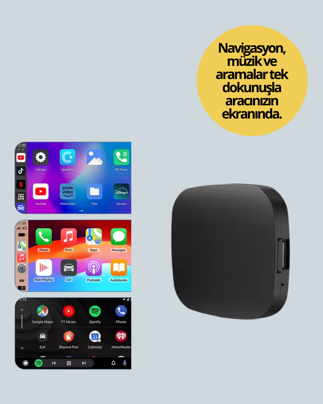 Bluetooth 5.0 Kablosuz Android Auto Araç İçi Adaptör - Görsel 4