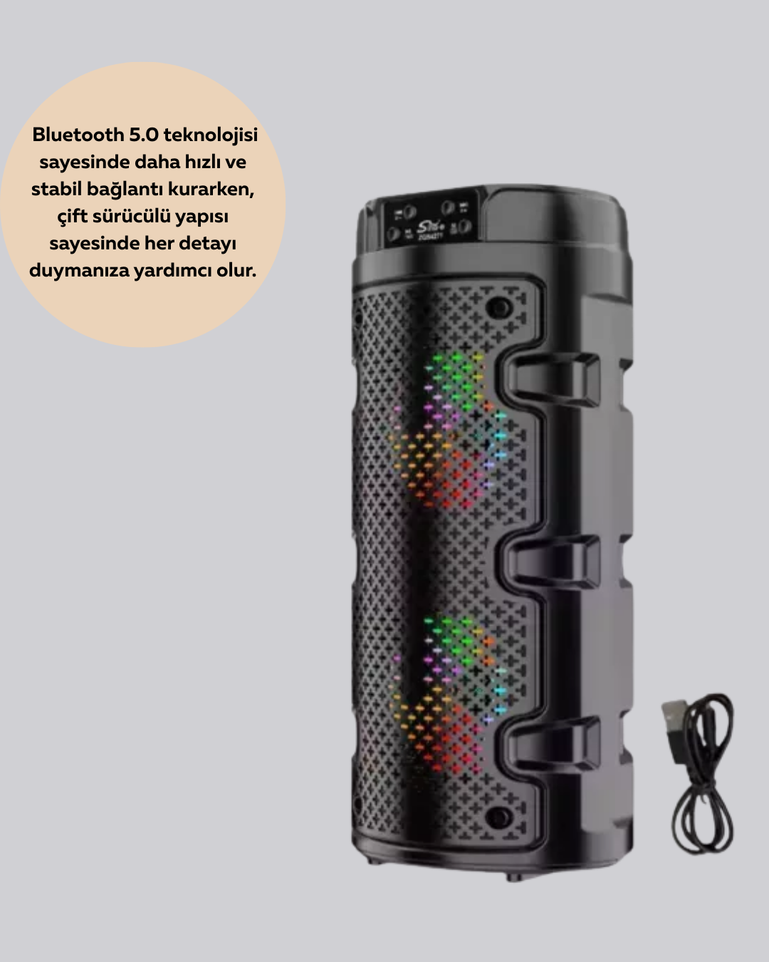 Kompakt ve Şık Tasarımlı Taşınabilir Hoparlör - Görsel 5