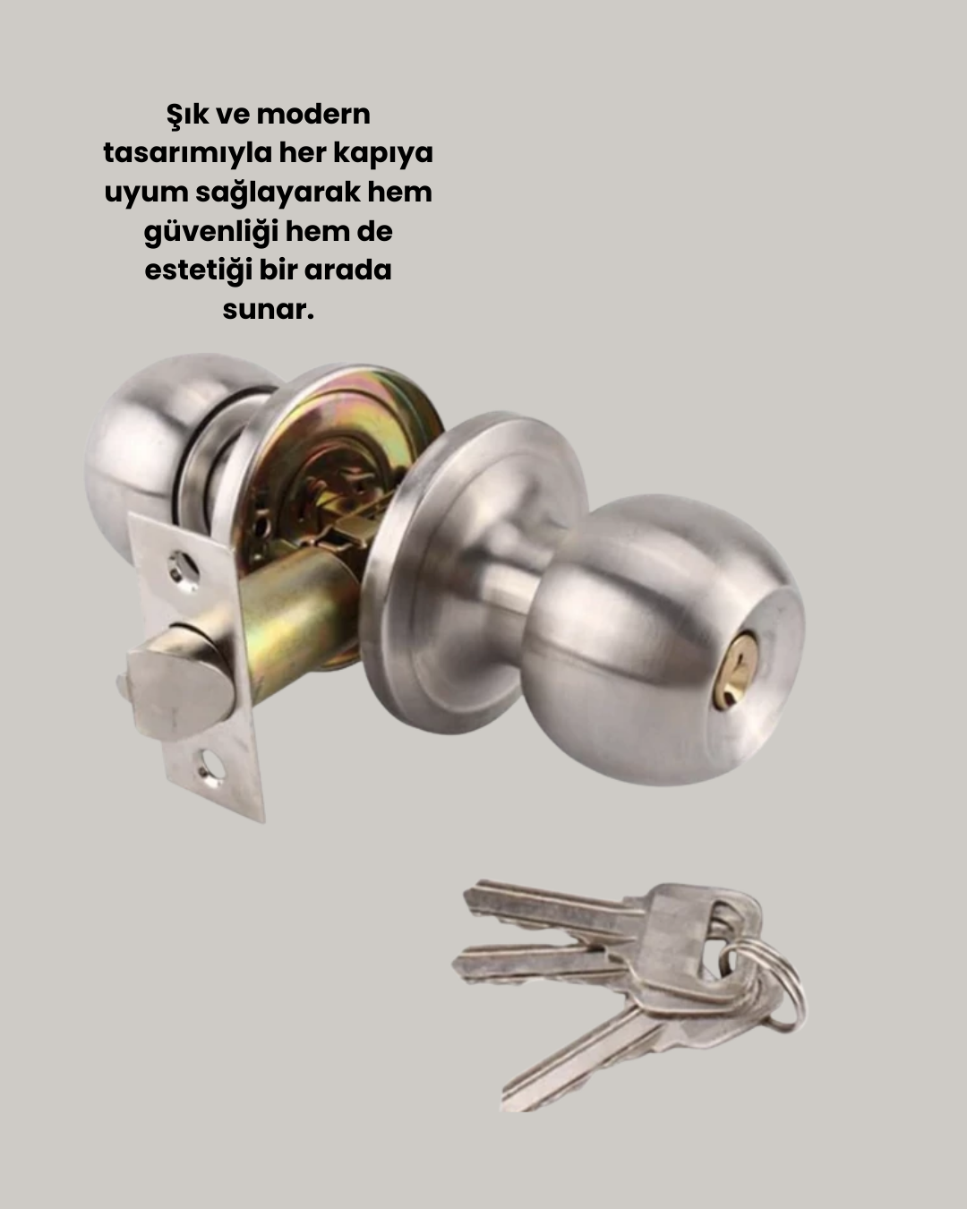 Estetik Güvenli Topuzlu Kapı Kilidi - Görsel 4