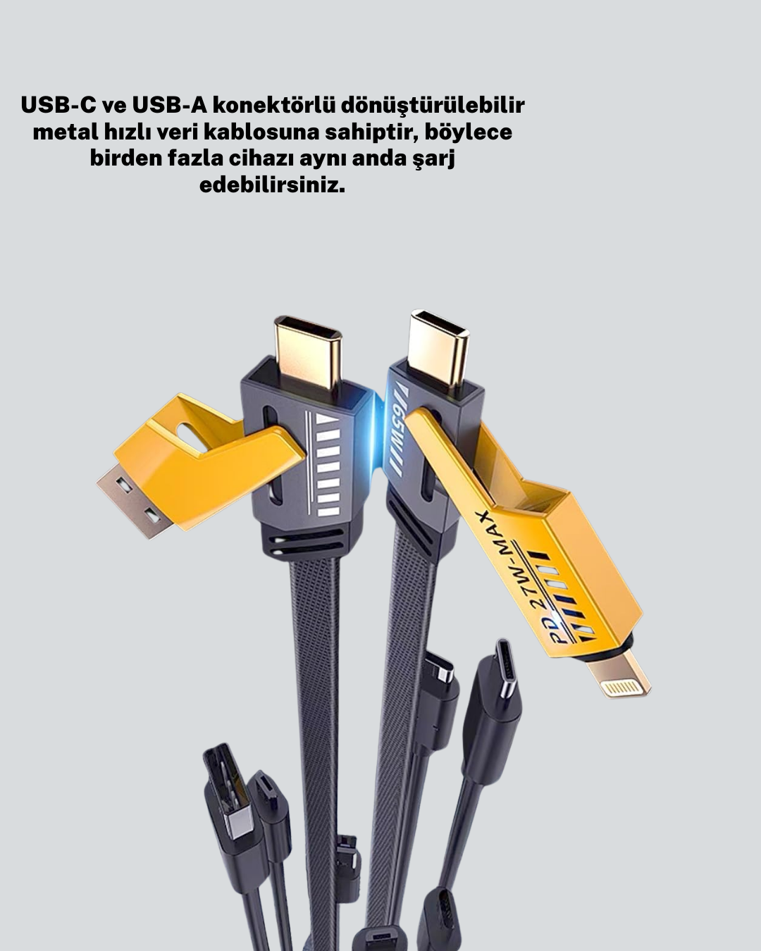 Akıllı Telefon Tablet Laptop Uyumlu 65W Güçlü Veri Kablosu - Görsel 2