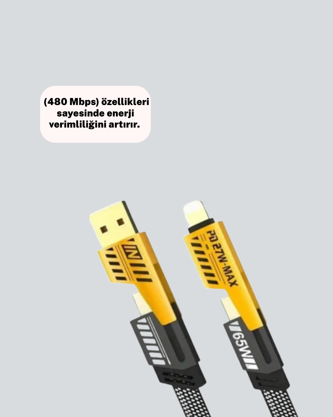 Akıllı Telefon Tablet Laptop Uyumlu 65W Güçlü Veri Kablosu - Görsel 4
