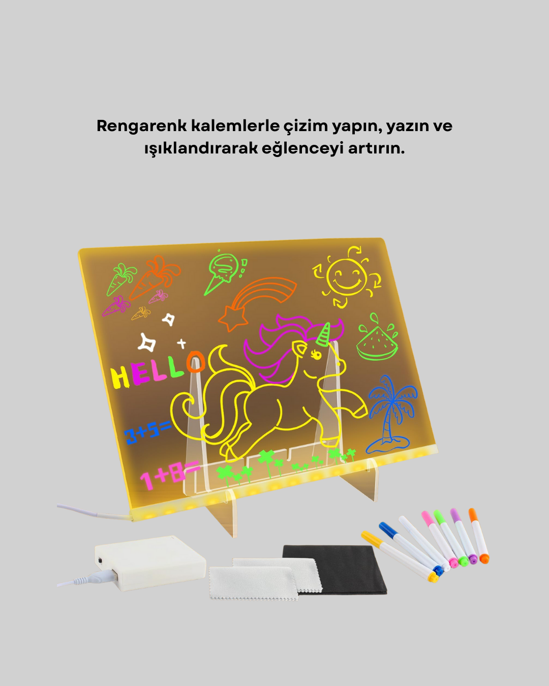 Masaüstü ve Duvara Monte Edilebilir LED Işıklı Yazı Panosu - Görsel 2