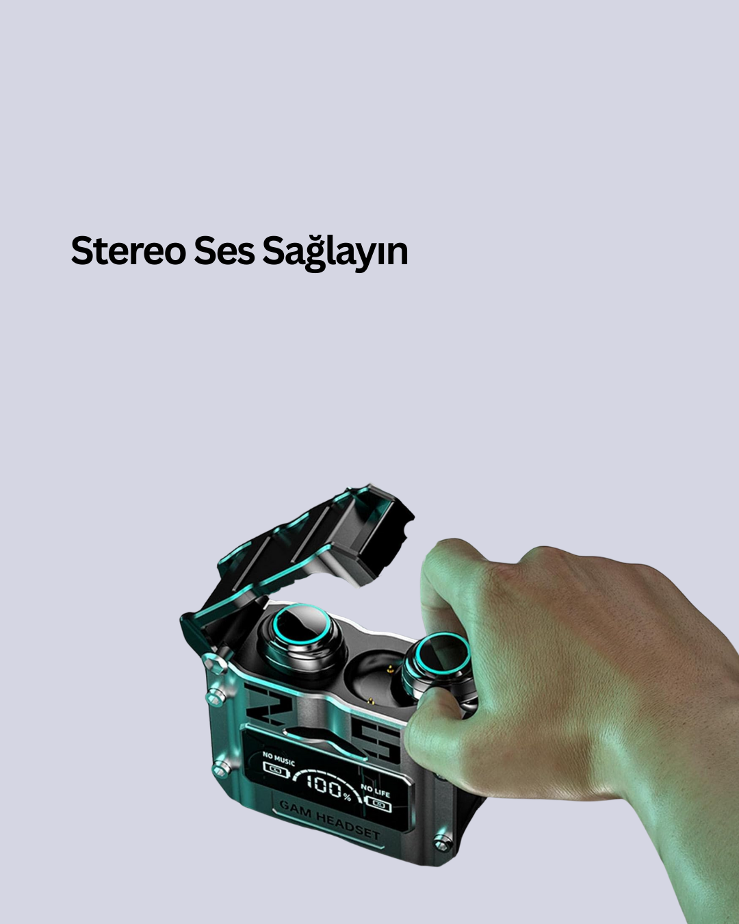 Yüksek Ses Kaliteli Kablosuz Bluetooth Kulaklık Suya Dayanıklı - Görsel 2