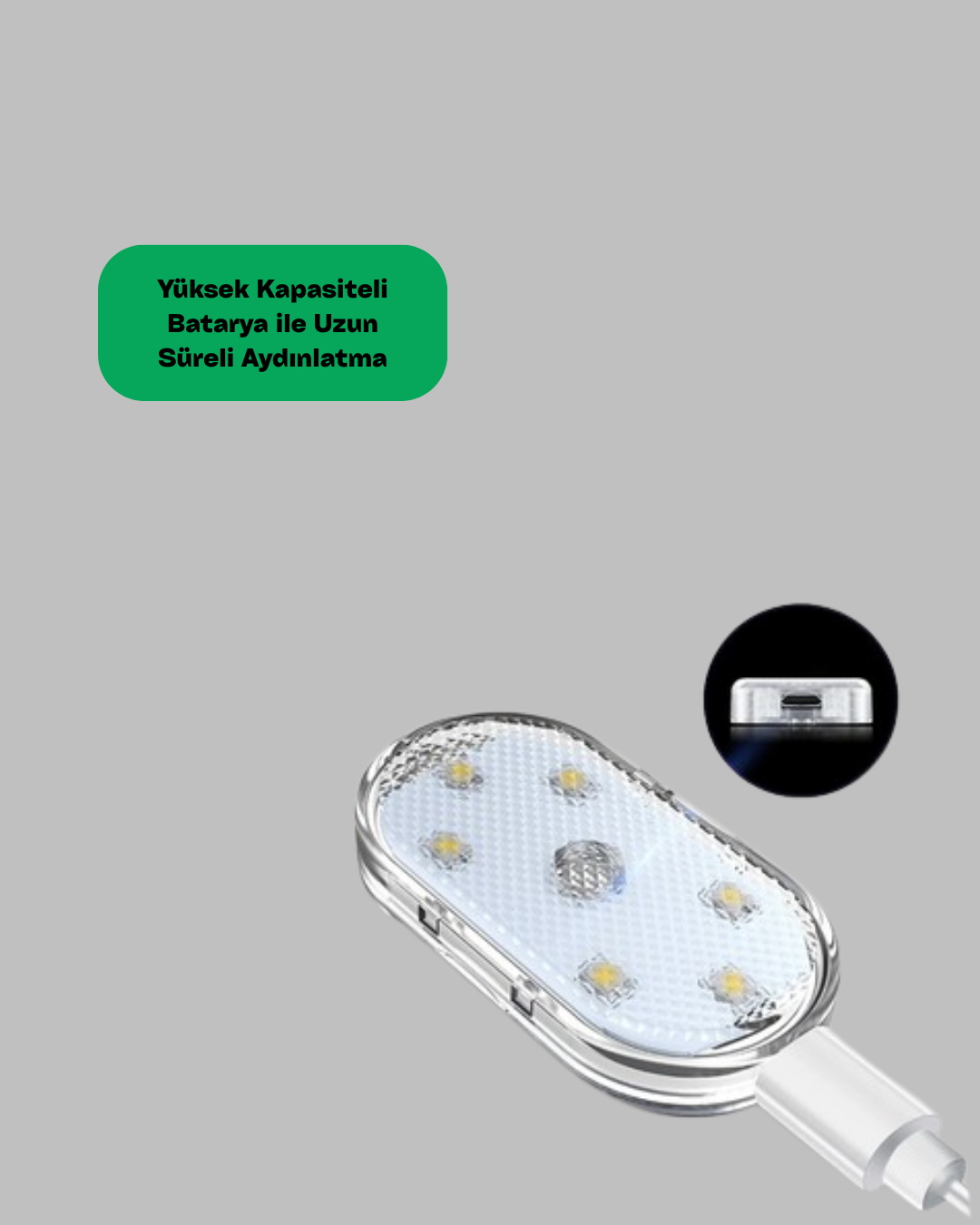 7 Renk Modlu Dokunmatik Sensörlü Mini LED Araç İçi Lamba - Görsel 2