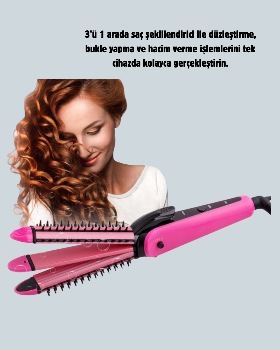 Hızlı Isınan Saç Maşası ve Düzleştirici | Çift Fonksiyonlu - Görsel 2