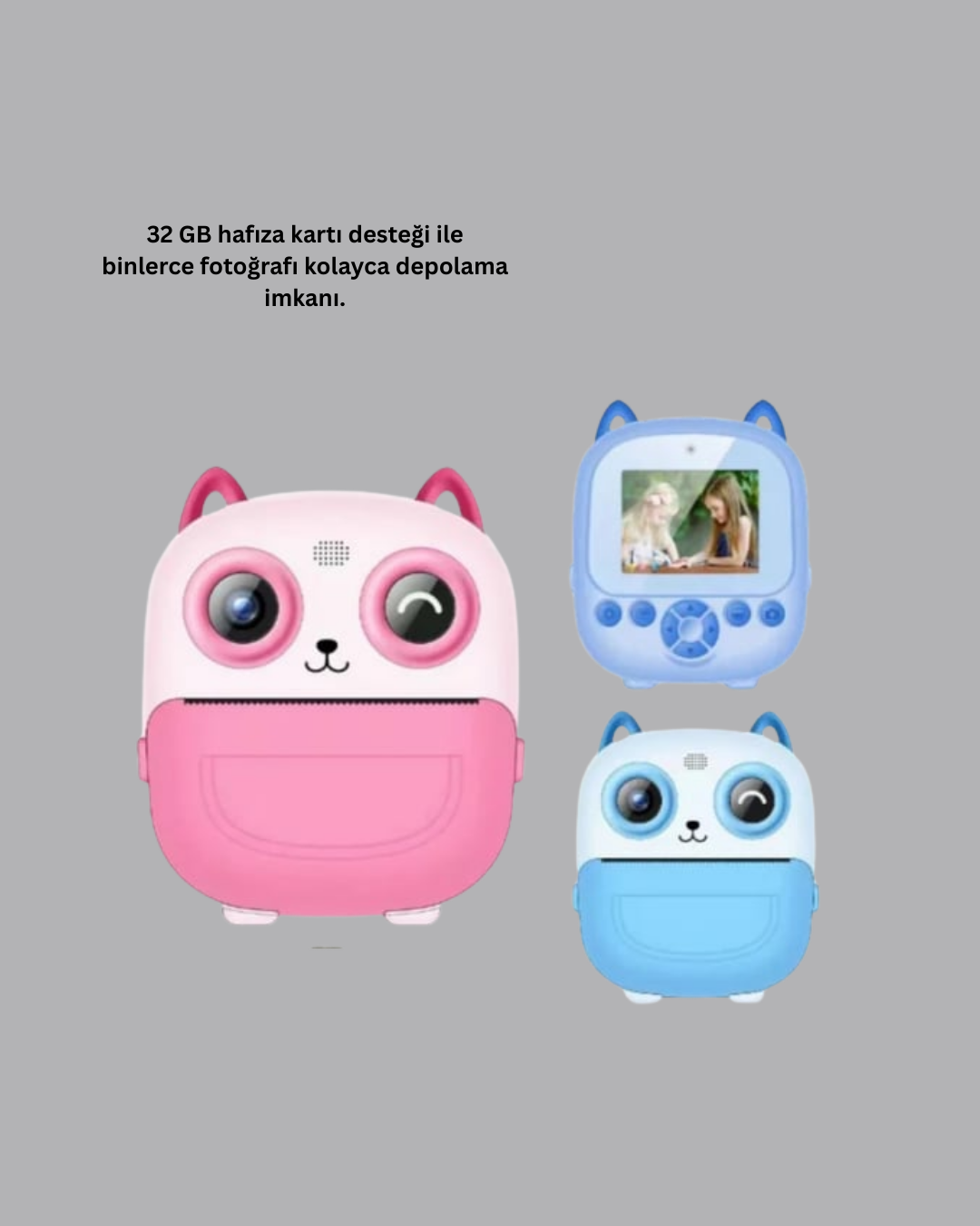 Çocuklar İçin Eğlenceli Dijital Kamera 1300mAh Şarjlı - Görsel 2