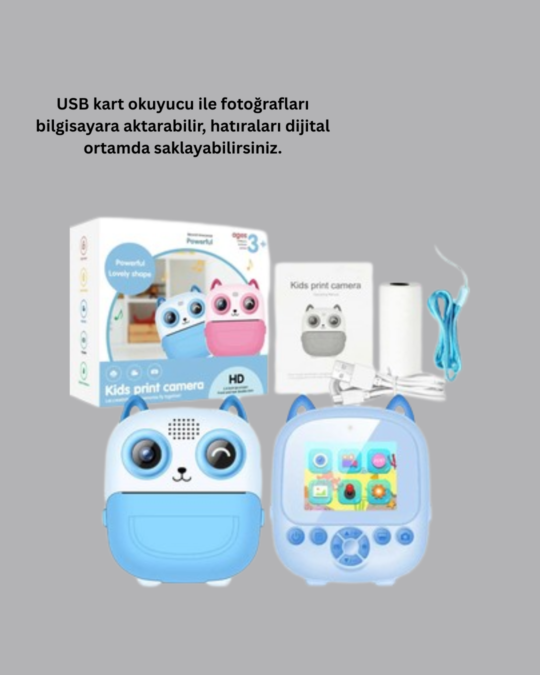 Çocuklar İçin Eğlenceli Dijital Kamera 1300mAh Şarjlı - Görsel 4