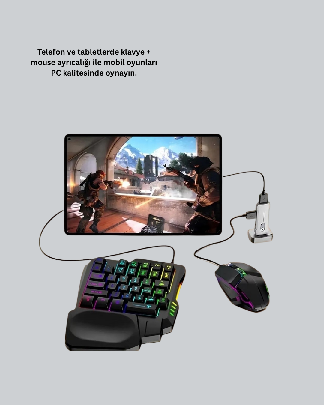 Bluetooth 5.3 Mobil Oyun Klavye Mouse Seti | FPS ve Battle Royale İçin - Görsel 5