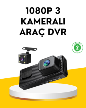 3 Kameralı Araç İçi DVR Kayıt Cihazı  Ön İç Arka Kamera Full HD